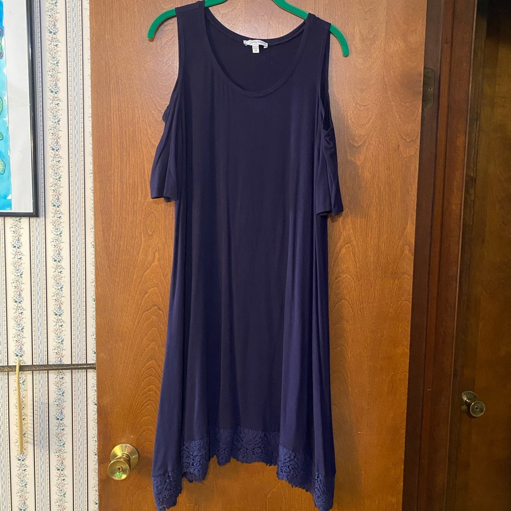 Daisy Fuentes Navy Blue Cold Shoulder Dress